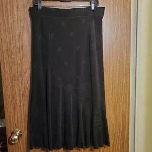 Black Floral Textured Midi Skirt